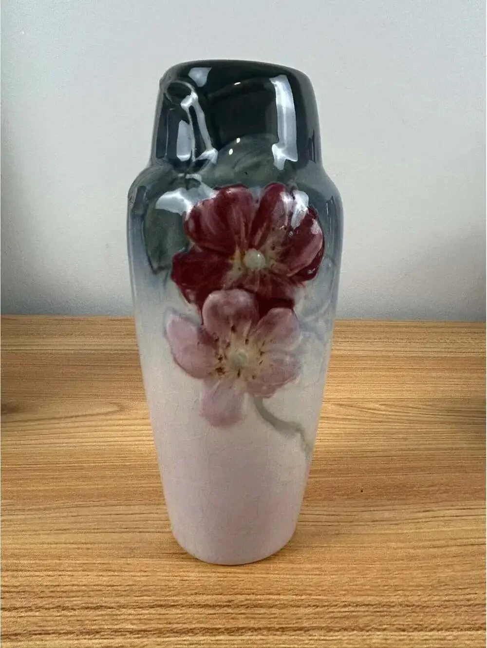 Weller Etna Art Pottery Yellow & Blue Gray Daffodils Ceramic Antique Vase